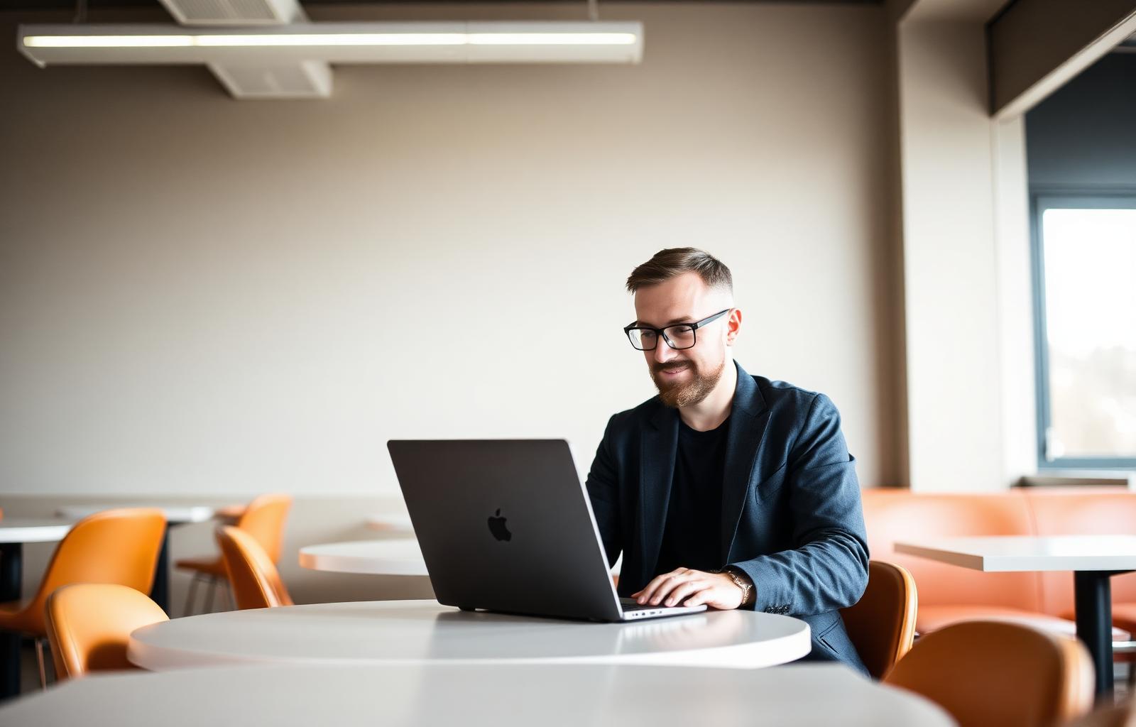Local business owner working with digital marketing tools in Klaipėda
